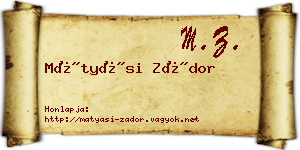 Mátyási Zádor névjegykártya